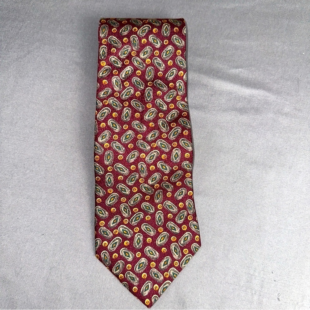 Christian Dior Monsieur Ties Mens 58" Burgundy Vintage Silk Bordeaux Diamond